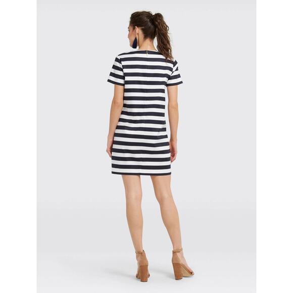 NWT Draper James Nassau Stripe Shift Dress Navy/White Pocket Size 4 DR0270 - Picture 4 of 10